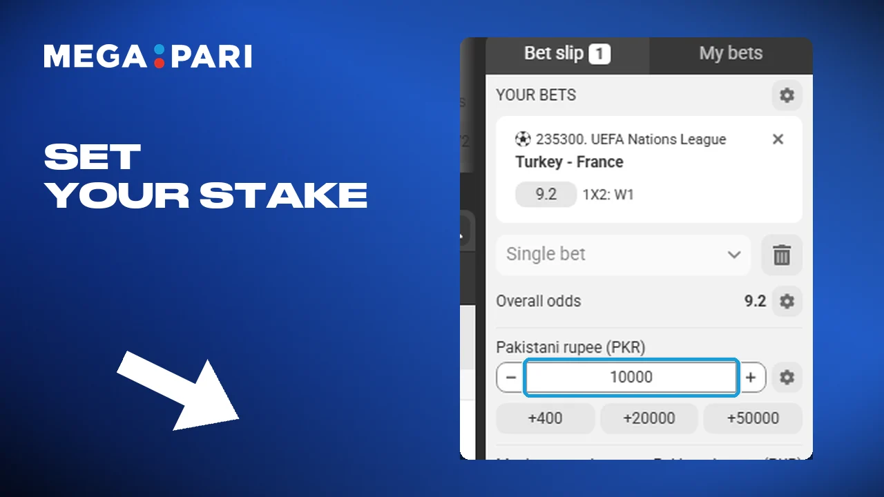 Look at the odds and set the amount