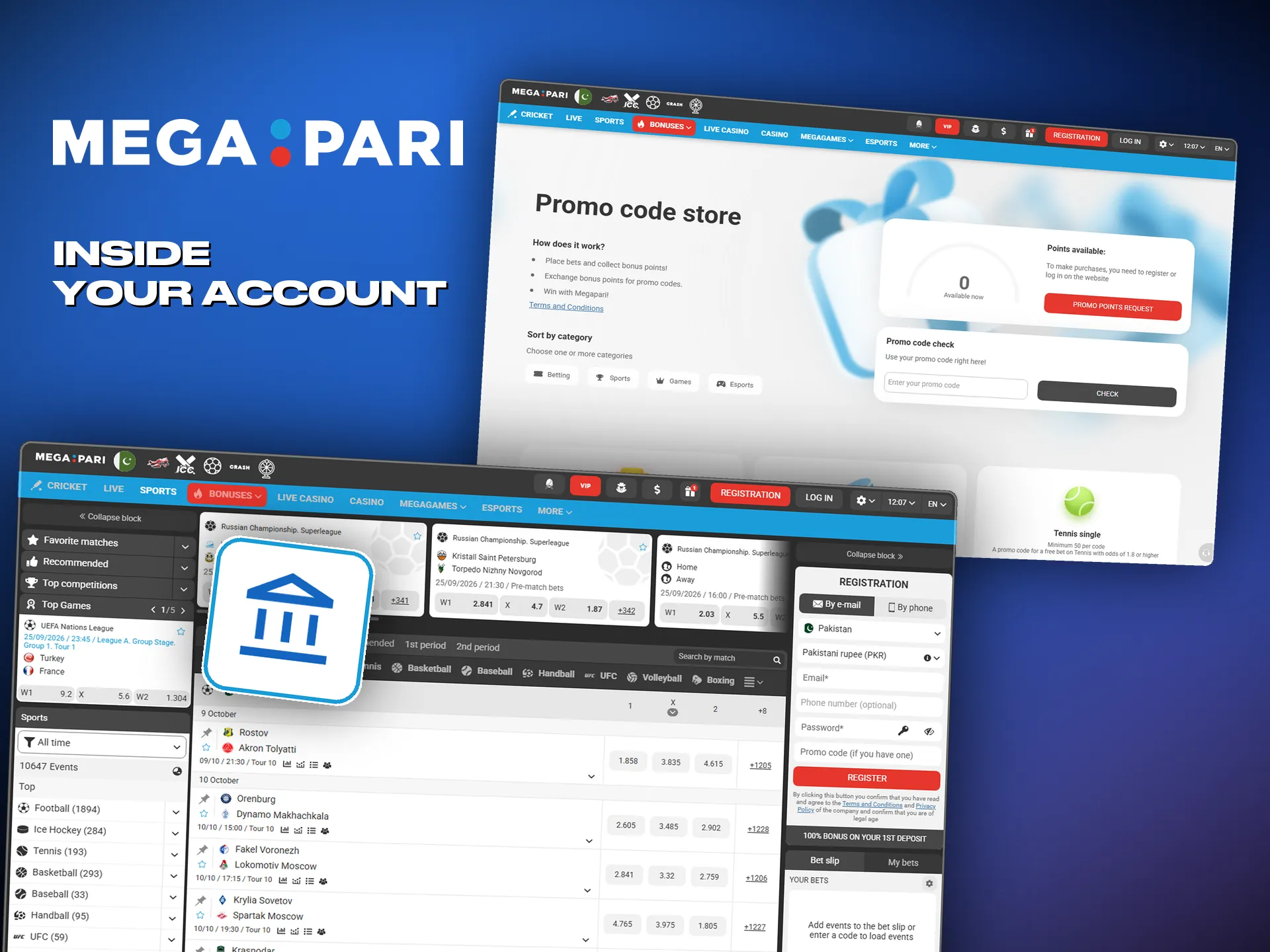 Every bet and every payment shows in the account history